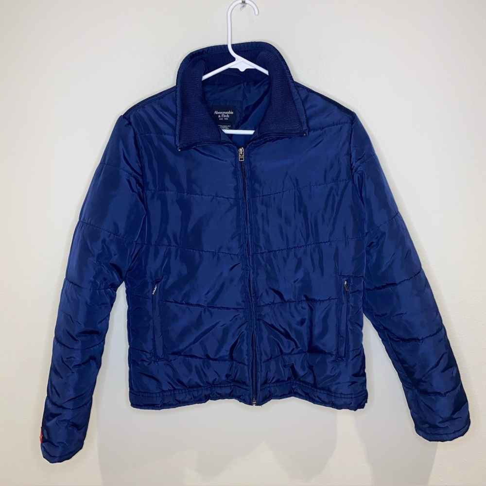 Abercrombie & Fitch Navy Blue Puffer Jacket Woman’s M Pockets Winter